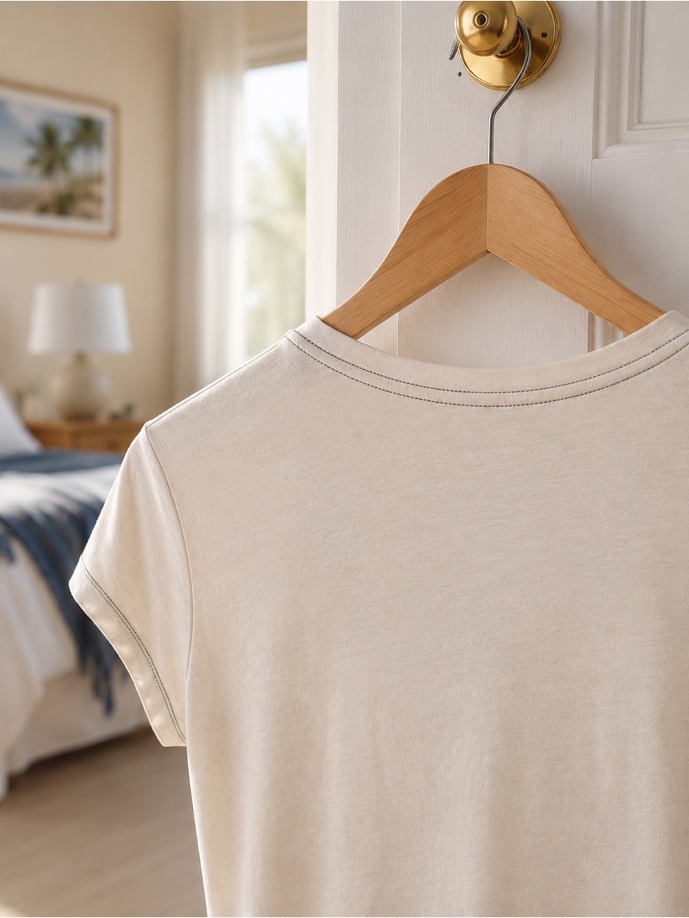 Cream and Metallic Siver V-Neck Graphic Tee Gray Stitch - Like New - Flagship - Picture 10 of 16